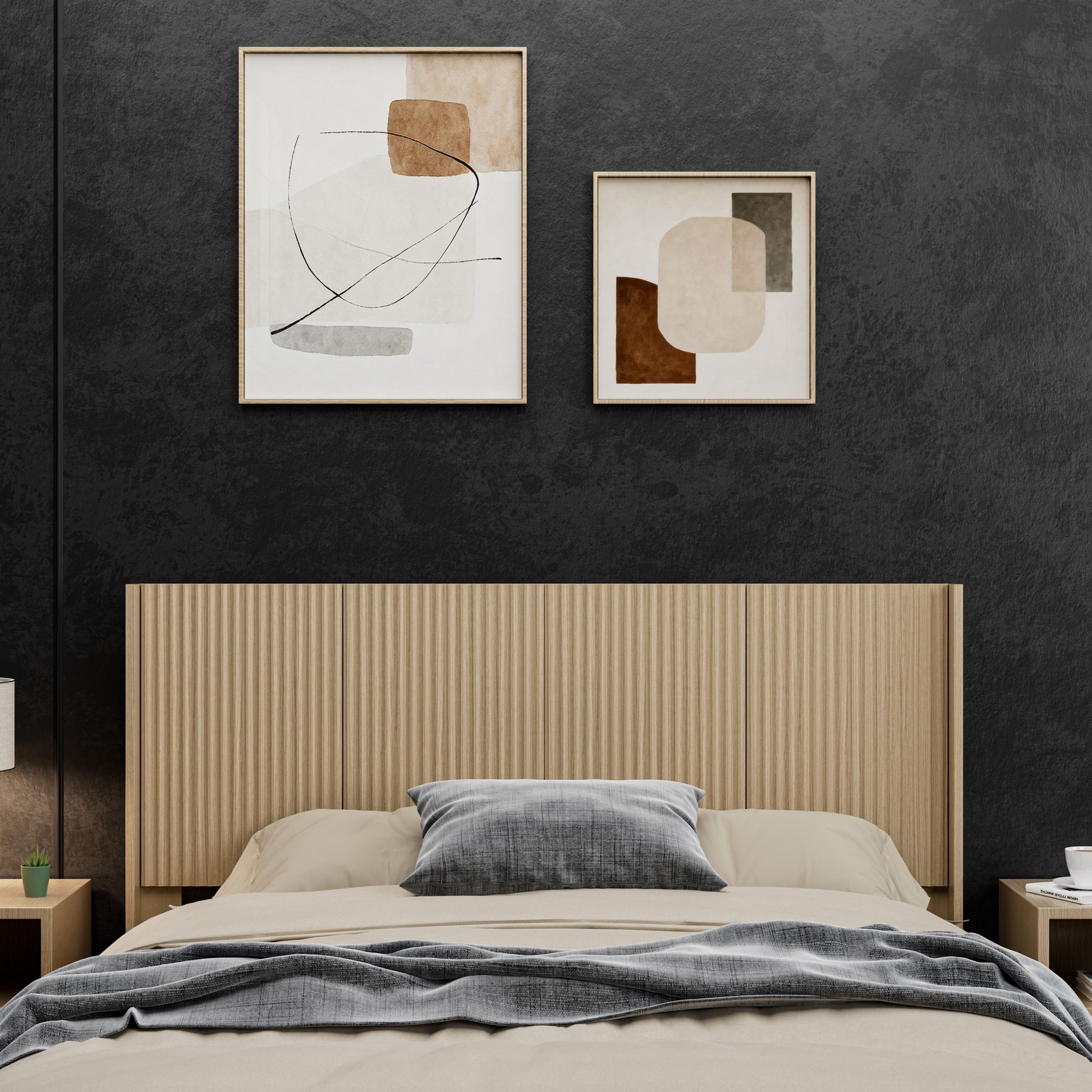 Modern Wide Wall Mounted Fluted Panel Headboard - The Sleep Loft - Online Mattress Showroom NYC