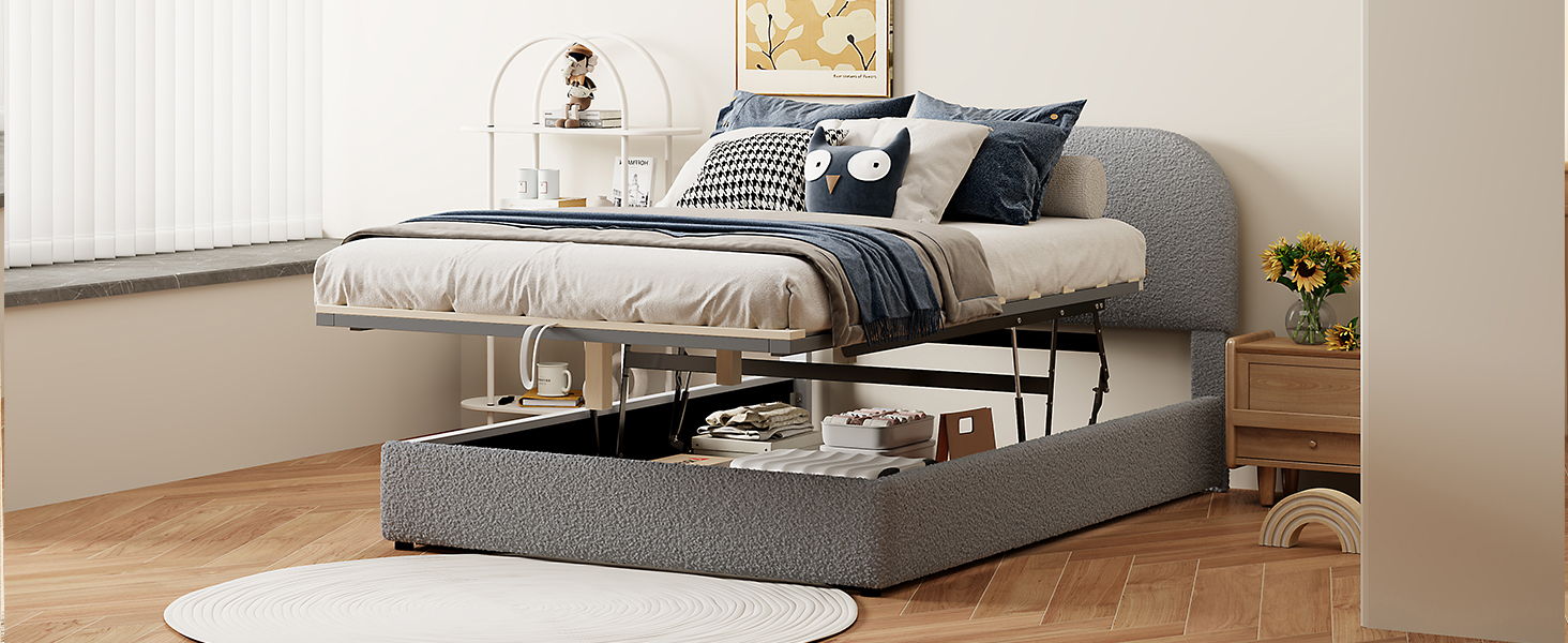 Upholstered Platform Bed With Hydraulic Storage System - The Sleep Loft - Online Mattress Showroom NYC