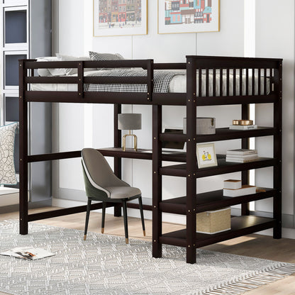 Loft Bed With Storage Shelves And Under Bed Desk - The Sleep Loft - Online Mattress Showroom NYC