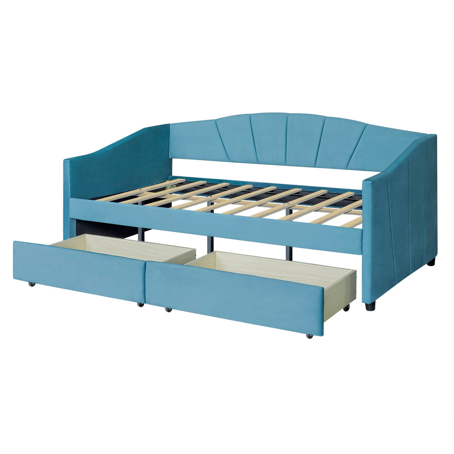Upholstered Daybed With Two Drawers And Wood Slat - The Sleep Loft - Online Mattress Showroom NYC