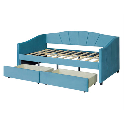 Upholstered Daybed With Two Drawers And Wood Slat - The Sleep Loft - Online Mattress Showroom NYC
