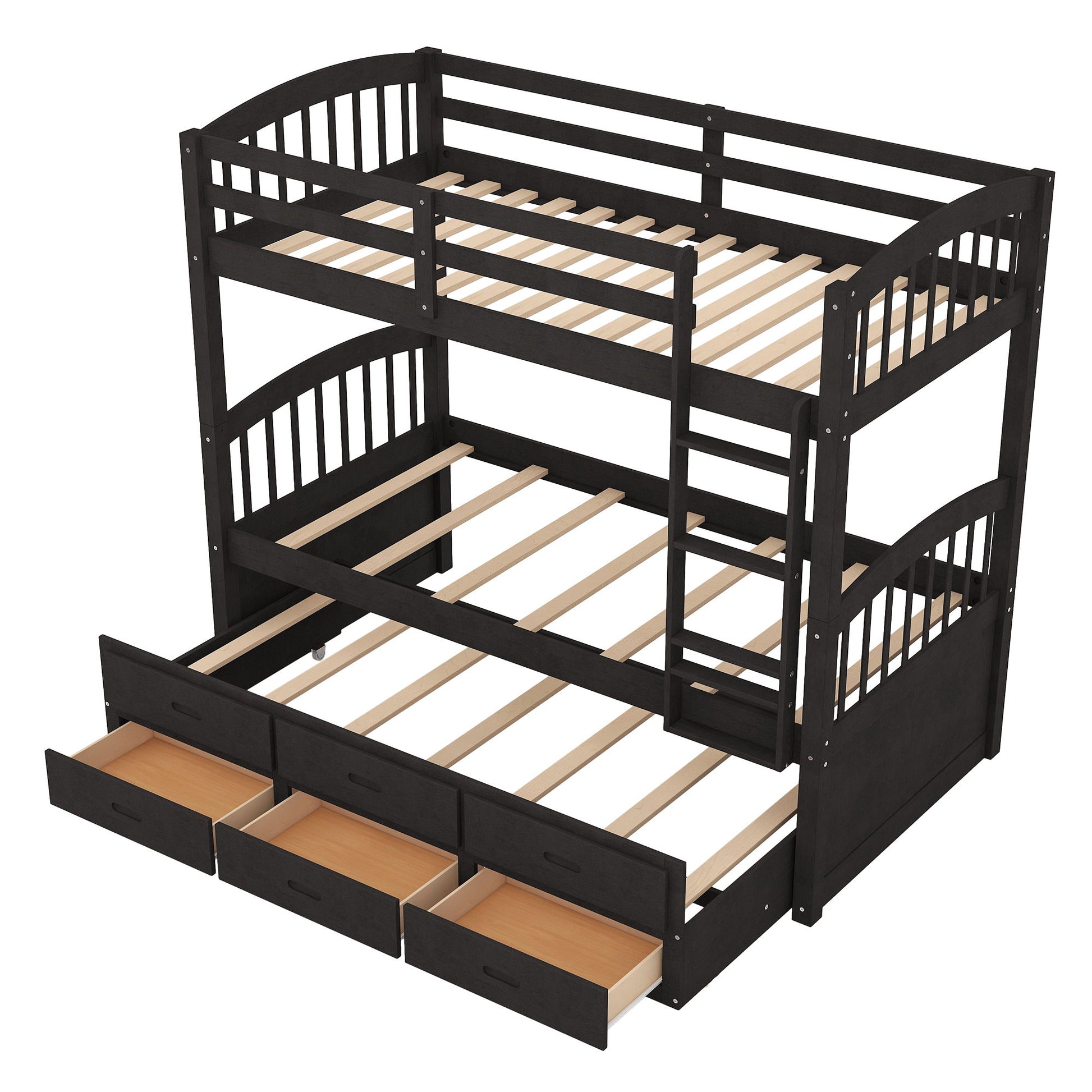 Bunk Bed With Trundle And Drawers, Arched Headboard And Footboard - The Sleep Loft - Online Mattress Showroom NYC