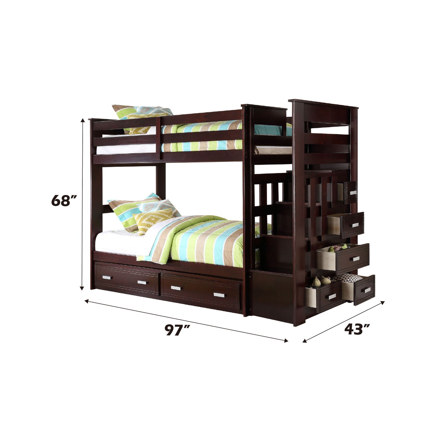 Allentown - Twin / Twin Bunk Bed With Trundle Storage - Espresso - The Sleep Loft - Online Mattress Showroom NYC