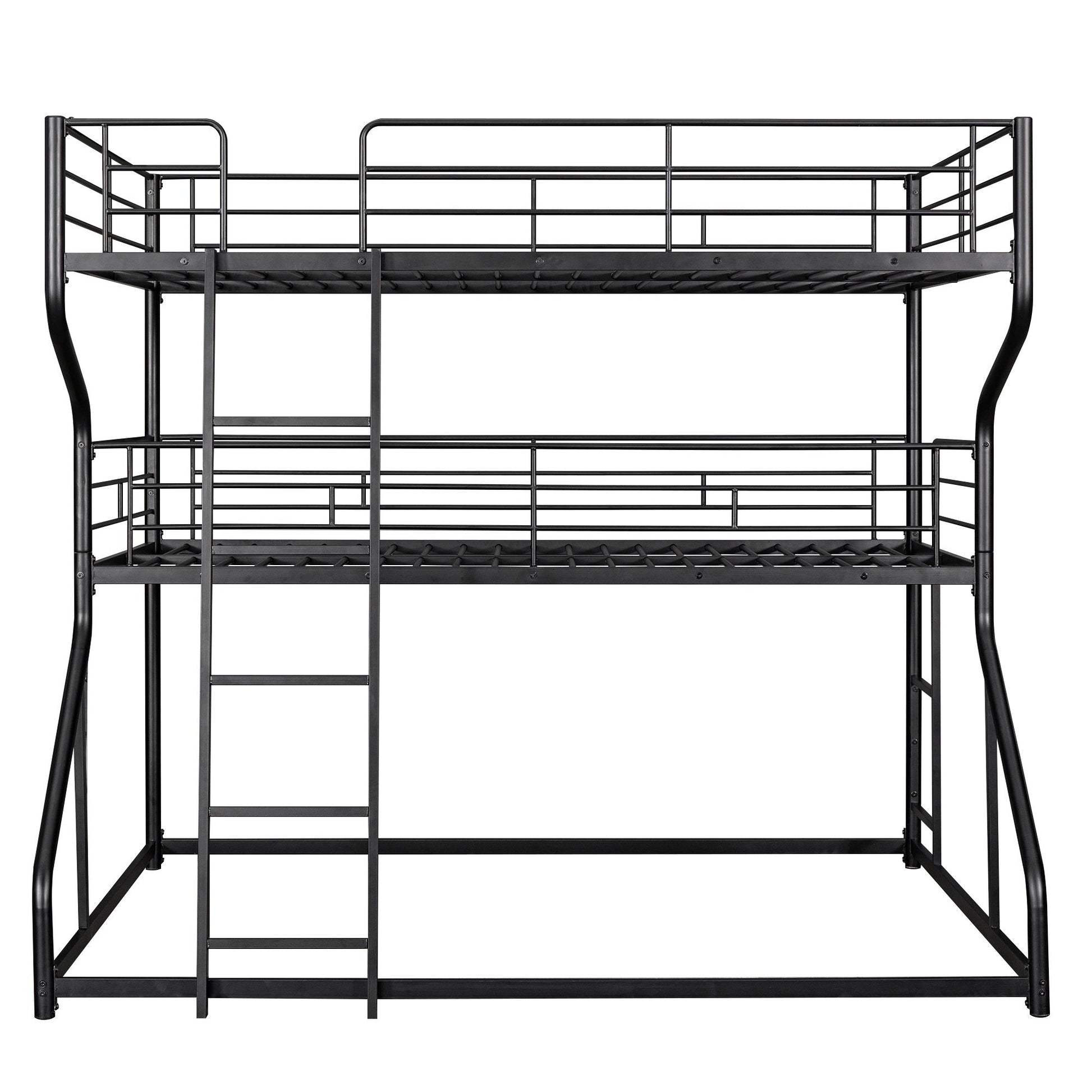 Industrial Triple Bunk Bed With Dual Ladders Frame, Space Saving Design - The Sleep Loft - Online Mattress Showroom NYC
