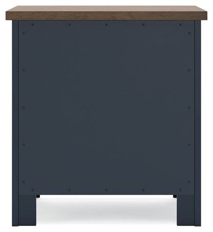 Landocken - Two Drawer Night Stand - Brown / Blue