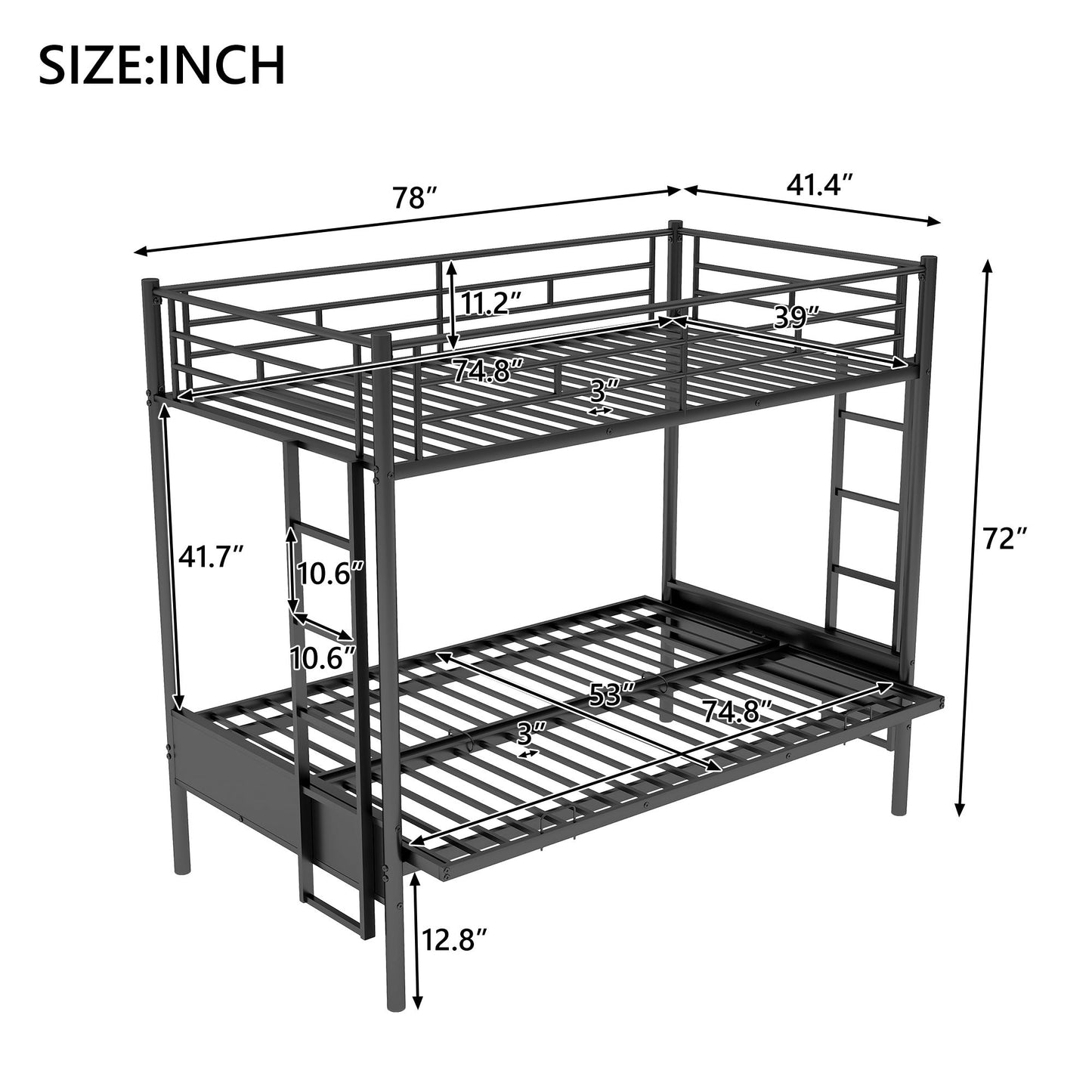 Twin Over Full Bunk Bed, Multifunction - Black - The Sleep Loft - Online Mattress Showroom NYC
