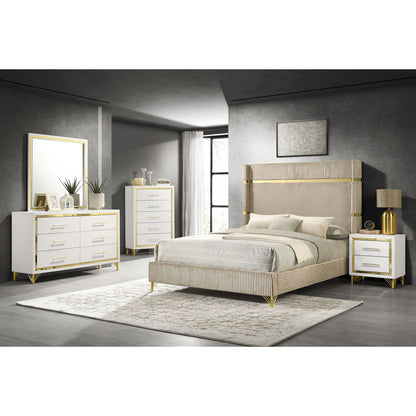 Chesney - 2 Drawer Nightstand With Trim, Bedroom Side Table - White - The Sleep Loft - Online Mattress Showroom NYC
