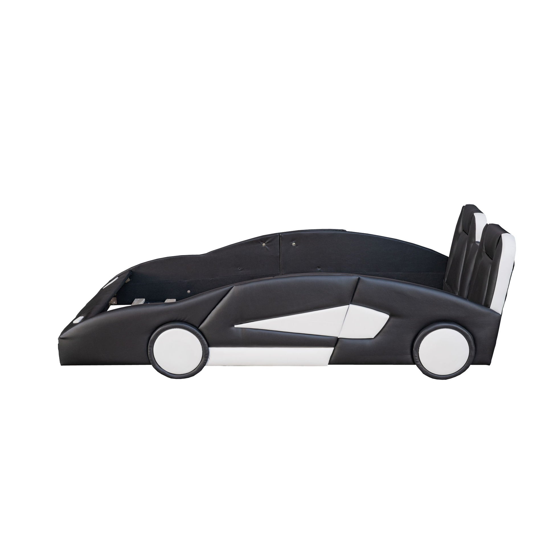 Race Car Shaped Twin Platform Bed With Wheels, Pine Wood Construction - The Sleep Loft - Online Mattress Showroom NYC