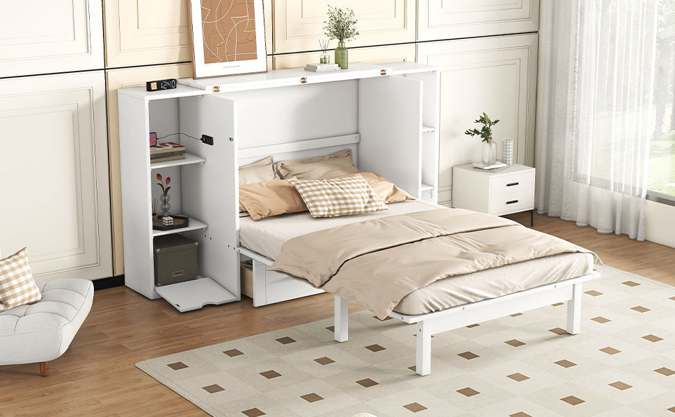 Murphy Bed With Shelves, Drawers And USB Ports - The Sleep Loft - Online Mattress Showroom NYC