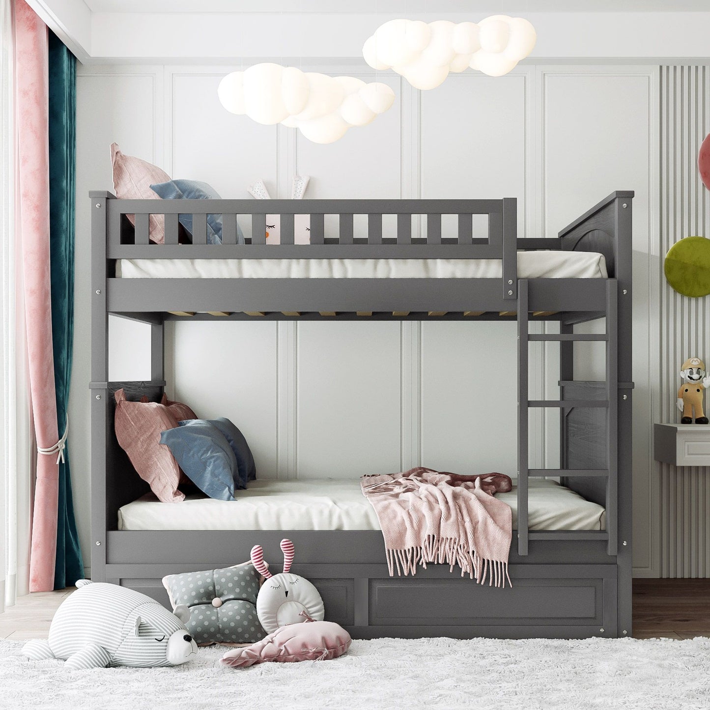Bunk Bed With Twin Size Trundle, Guardrails - The Sleep Loft - Online Mattress Showroom NYC