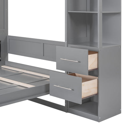 Murphy Wall Bed With Shelves, Drawers And LED Lights - The Sleep Loft - Online Mattress Showroom NYC