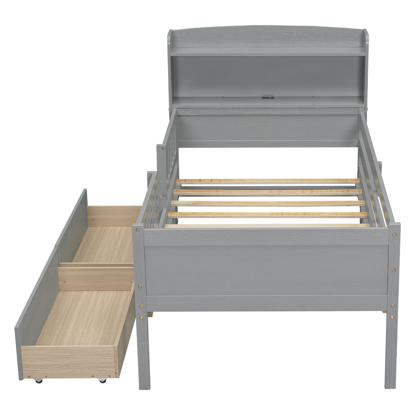 Platform Bed With LED Light, Multi Functional Headboard, Guardrail And 2 Drawers - The Sleep Loft - Online Mattress Showroom NYC