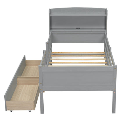 Platform Bed With LED Light, Multi Functional Headboard, Guardrail And 2 Drawers - The Sleep Loft - Online Mattress Showroom NYC