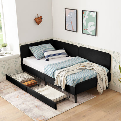 Upholstered Platform Bed Frame With 2 Storage Drawers And Adjustable Sofa Bed - The Sleep Loft - Online Mattress Showroom NYC