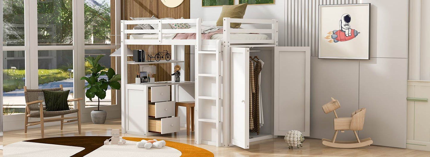 Loft Bed With Drawers, Desk, And Wardrobe - The Sleep Loft - Online Mattress Showroom NYC