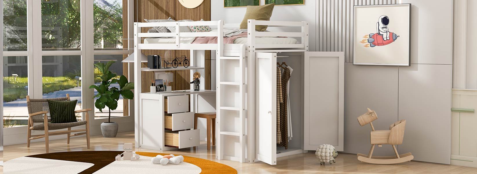 Loft Bed With Drawers, Desk, And Wardrobe - The Sleep Loft - Online Mattress Showroom NYC