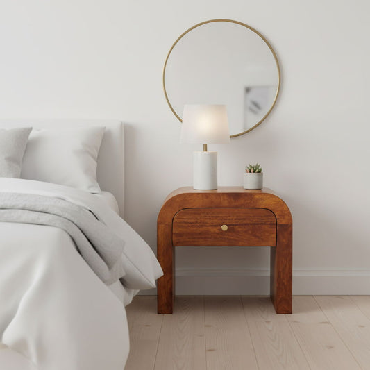 Mini Darcy - Nightstand With Curved Edges - The Sleep Loft - Online Mattress Showroom NYC
