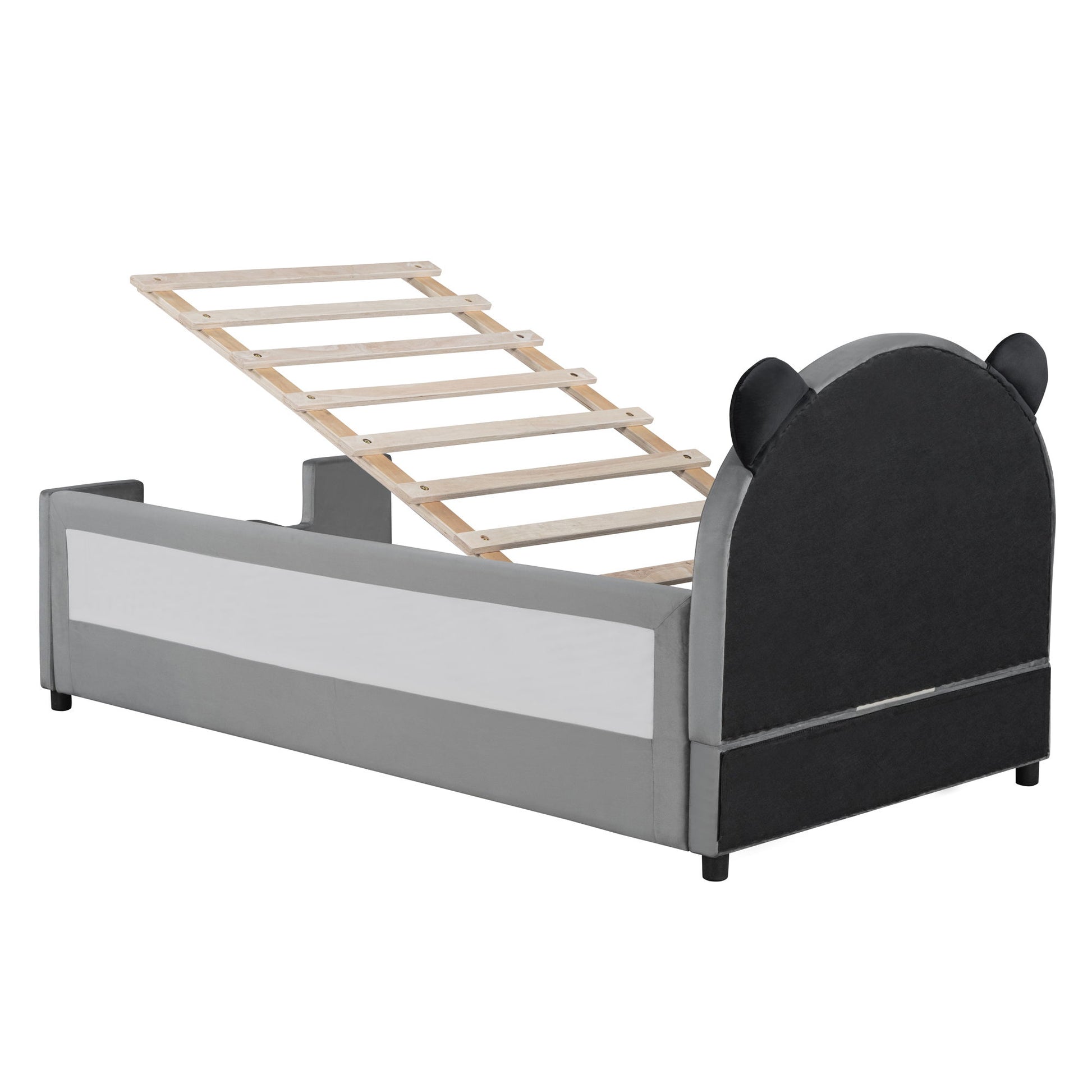 Upholstered Daybed With Bear Shaped Headboard, Hydraulic System And Breathable Fence - The Sleep Loft - Online Mattress Showroom NYC