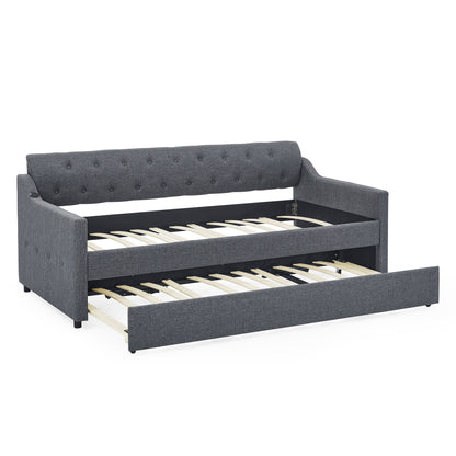 Size Upholstered Daybed With Trundle And USB Charging Armrest - The Sleep Loft - Online Mattress Showroom NYC