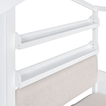 House Bed With Sofa, Kids Platform Bed With 2 Drawers And Storage Shelf - The Sleep Loft - Online Mattress Showroom NYC