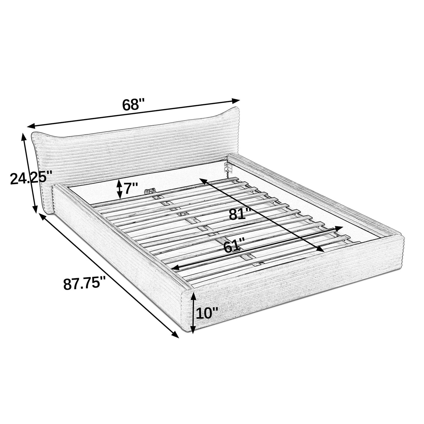 Modern Upholstered Bed Frame With Curved Headboard - The Sleep Loft - Online Mattress Showroom NYC