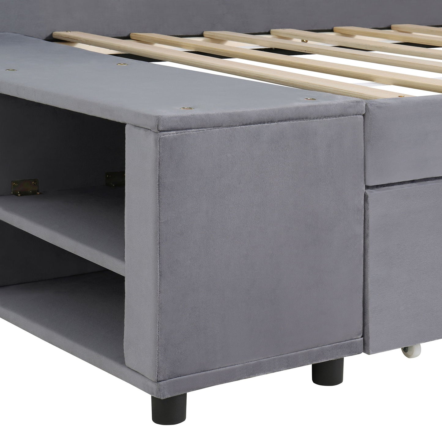 L Shaped Upholstered Platform Bed With Storage And Drawers - The Sleep Loft - Online Mattress Showroom NYC