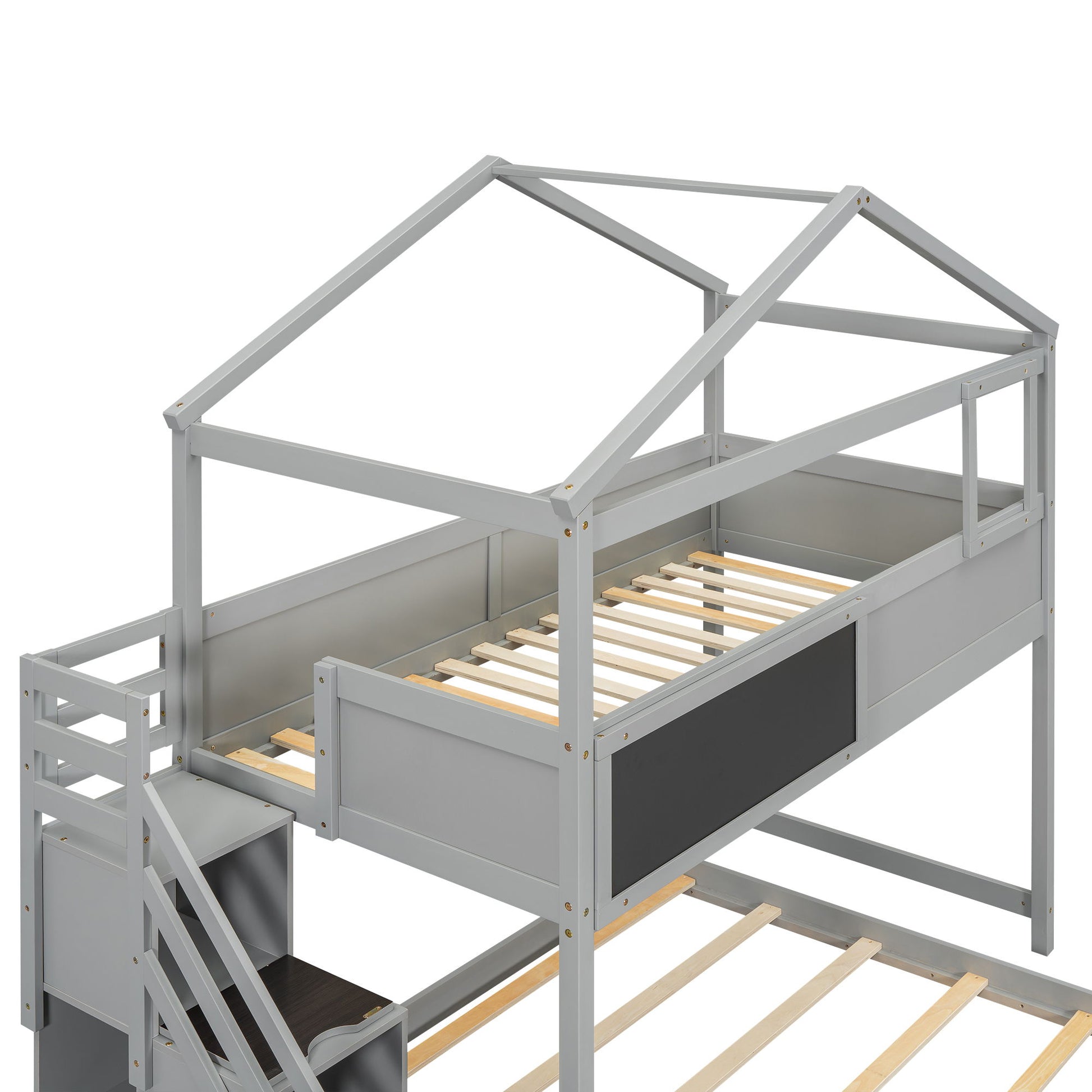 House Style Bunk Bed With Storage Staircase And board - The Sleep Loft - Online Mattress Showroom NYC