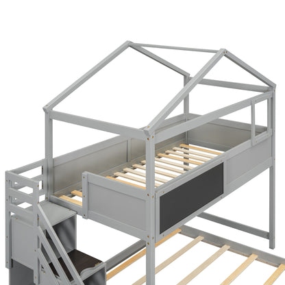 House Style Bunk Bed With Storage Staircase And board - The Sleep Loft - Online Mattress Showroom NYC