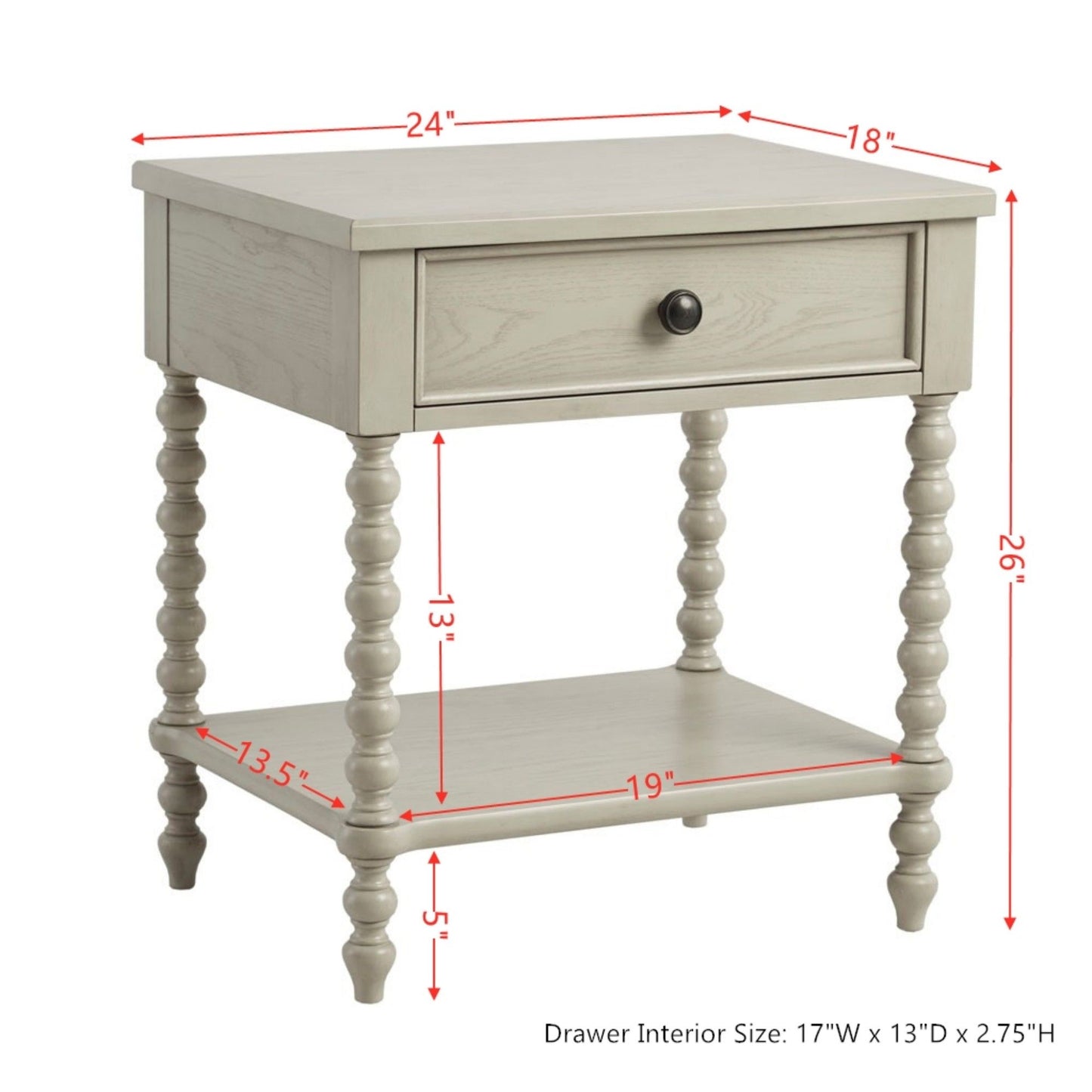 Traditional Durable Nightstand Table With Drawer And Shelf - The Sleep Loft - Online Mattress Showroom NYC