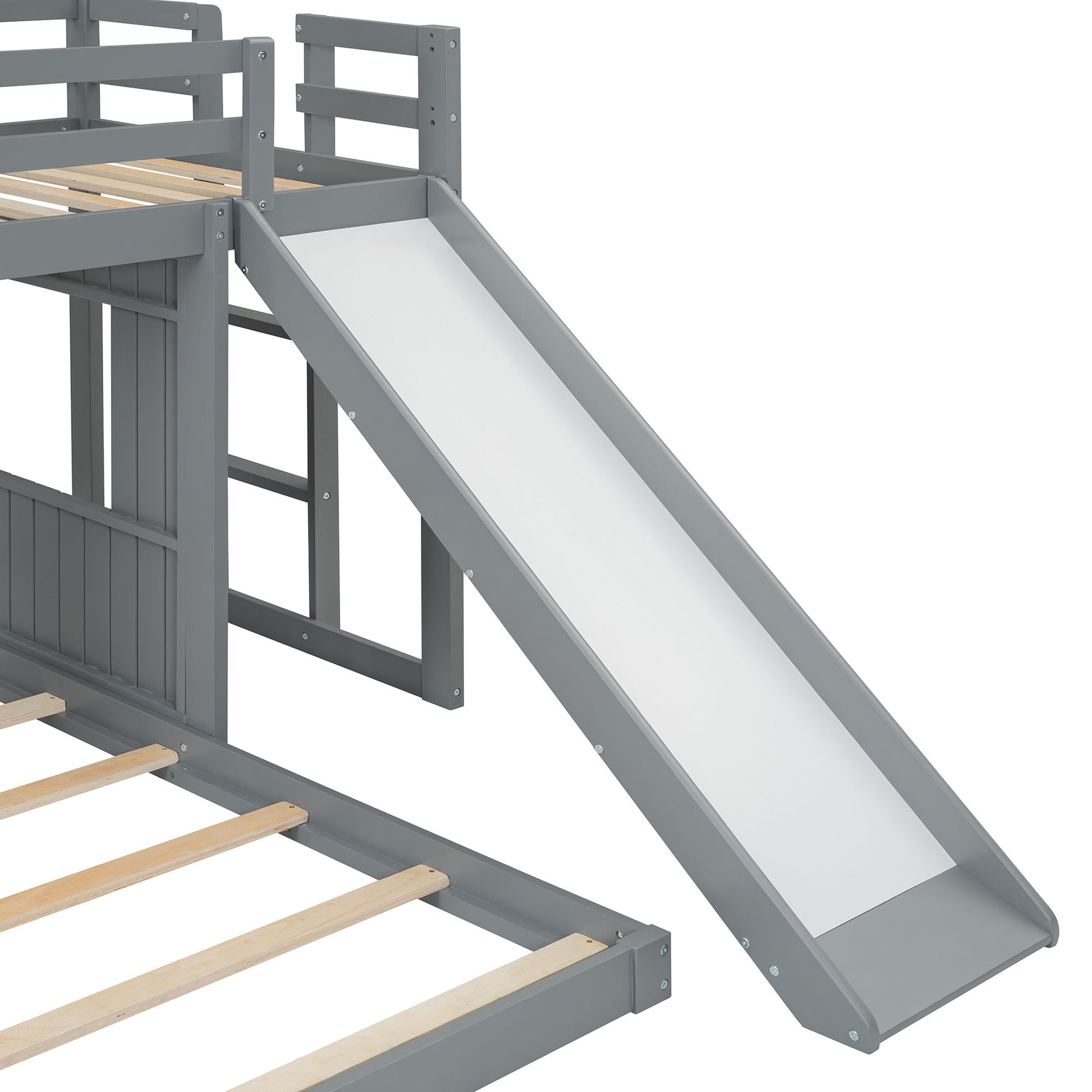 Loft Bunk Bed With Playhouse, Farmhouse, Ladder, Slide And Guardrails - The Sleep Loft - Online Mattress Showroom NYC