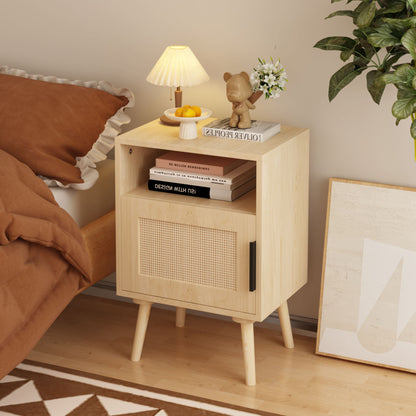 Nightstand, Side Table With Door And Open Shelf For Bedroom - Oak - The Sleep Loft - Online Mattress Showroom NYC