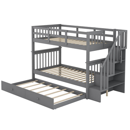 Stairway Bunk Bed With Storage And Guard Rail For Bedroom - The Sleep Loft - Online Mattress Showroom NYC