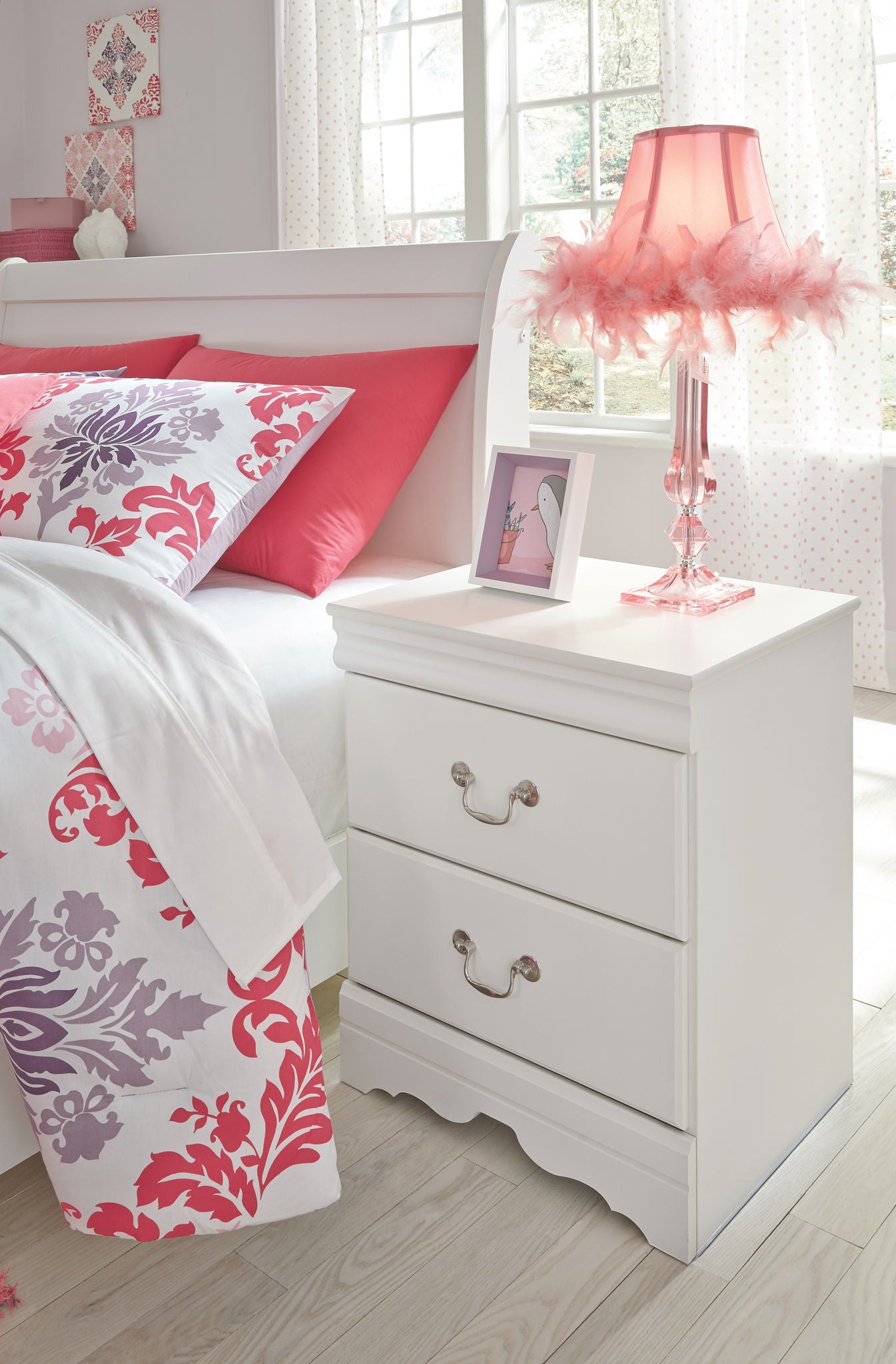 Anarasia - Two Drawer Night Stand - White - The Sleep Loft - Online Mattress Showroom NYC