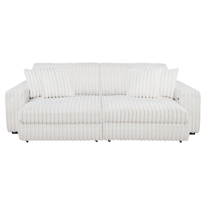 Jacana Corduroy Upholstered Dual Power Chaise Sofa Ivory