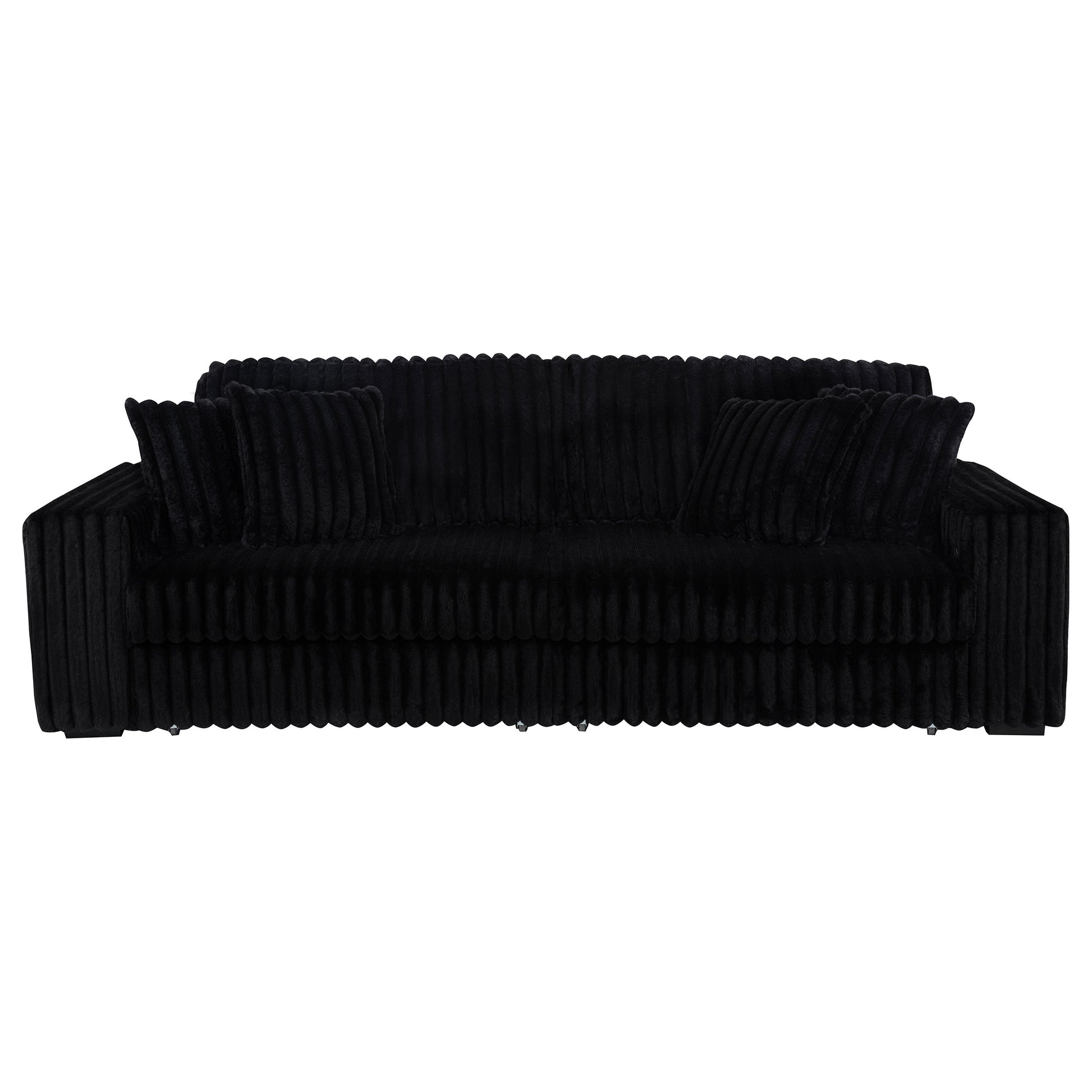 Jacana Corduroy Upholstered Dual Power Chaise Sofa Black