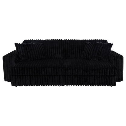 Jacana Corduroy Upholstered Dual Power Chaise Sofa Black