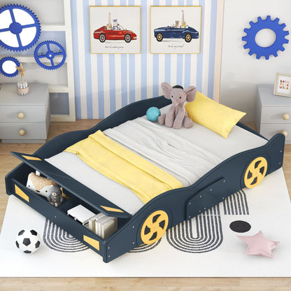 Race Car Shaped Platform Bed With Wheels And Storage - The Sleep Loft - Online Mattress Showroom NYC