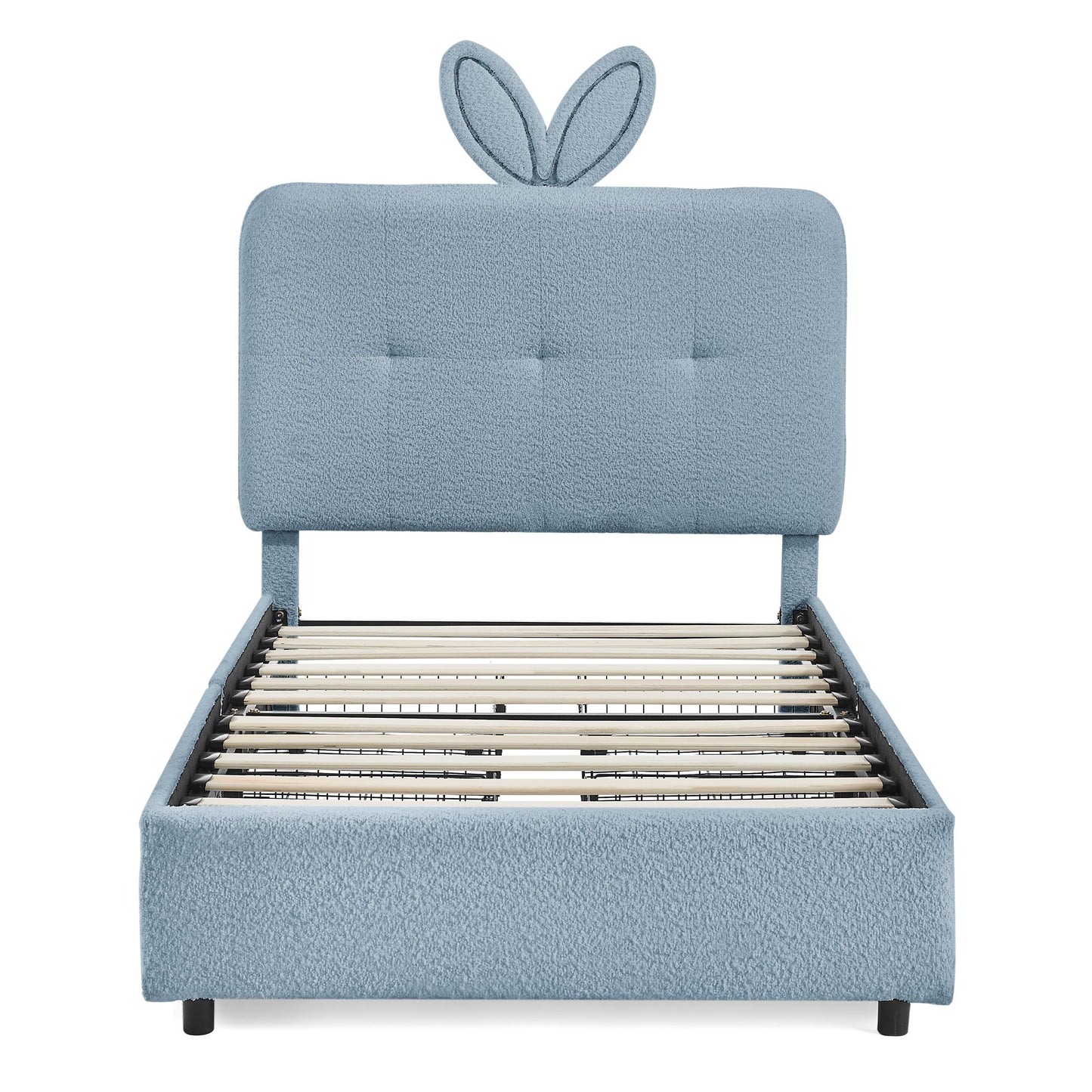 Upholstered Bed With Oversized Rabbit Ear Headboard, LED Lights & 4 Storage Drawers - The Sleep Loft - Online Mattress Showroom NYC