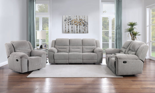 Gilson 3-piece Chenille Upholstered Reclining Sofa Set Grey - The Sleep Loft - Online Mattress Showroom NYC