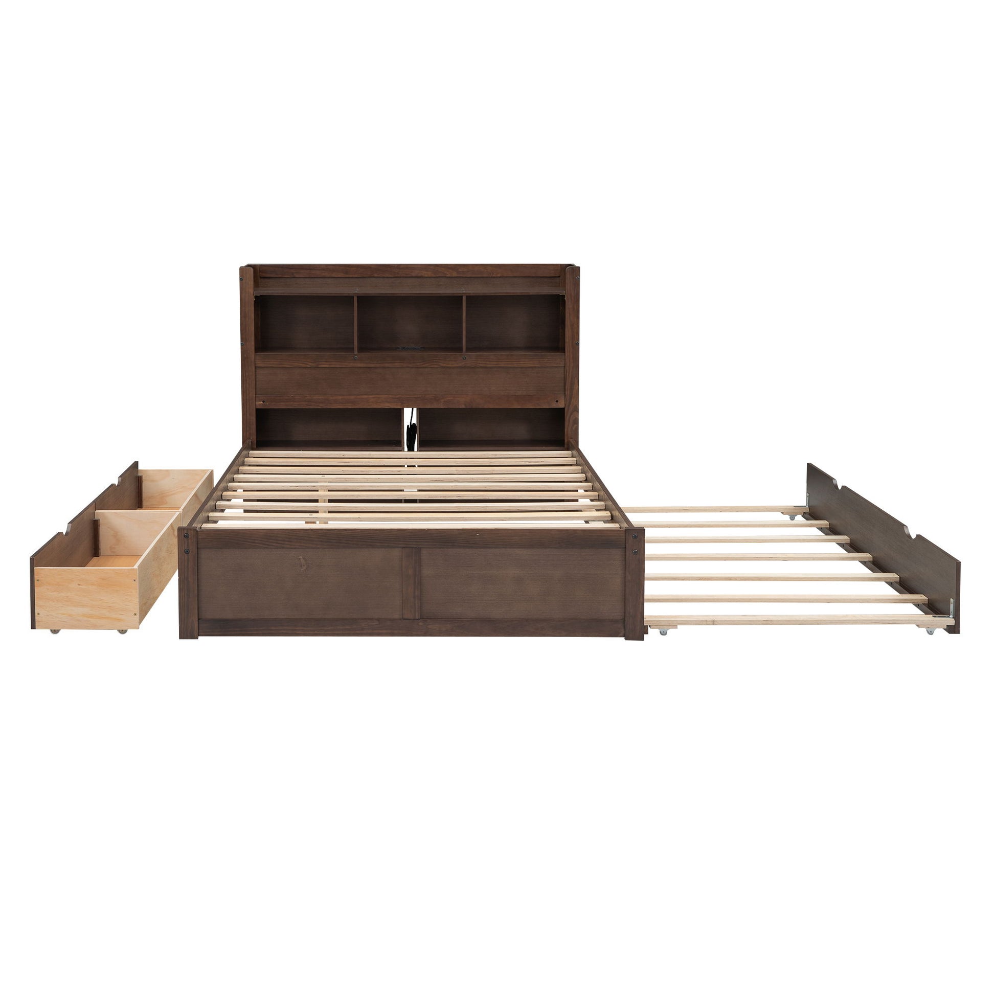 Storage Platform Bed With Pull Out Shelves, Trundle, And 2 Drawers - The Sleep Loft - Online Mattress Showroom NYC