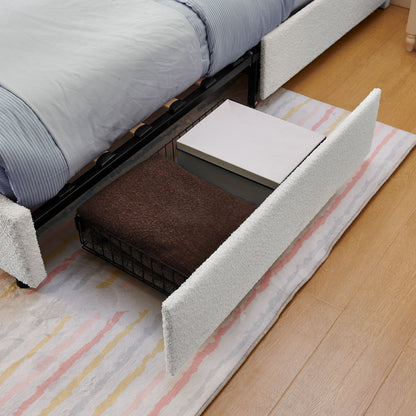Upholstered Bed With Oversized Rabbit Ear Headboard, LED Lights & 4 Storage Drawers - The Sleep Loft - Online Mattress Showroom NYC