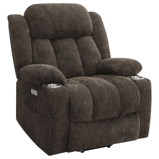 Houston Upholstered Power Lift Recliner Chair Dark Brown - The Sleep Loft - Online Mattress Showroom NYC