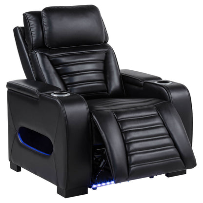 Zuma 3-piece Faux Leather Dual Power LED Sofa Set Black