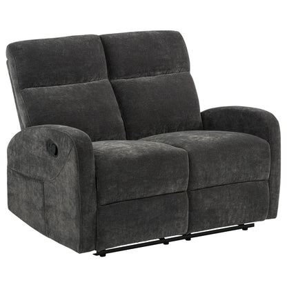 Hamilton 2-piece Chenille Manual Reclining Sofa Set Charcoal Grey