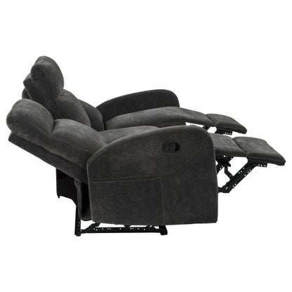 Hamilton 3-piece Chenille Manual Reclining Sofa Set Charcoal Grey