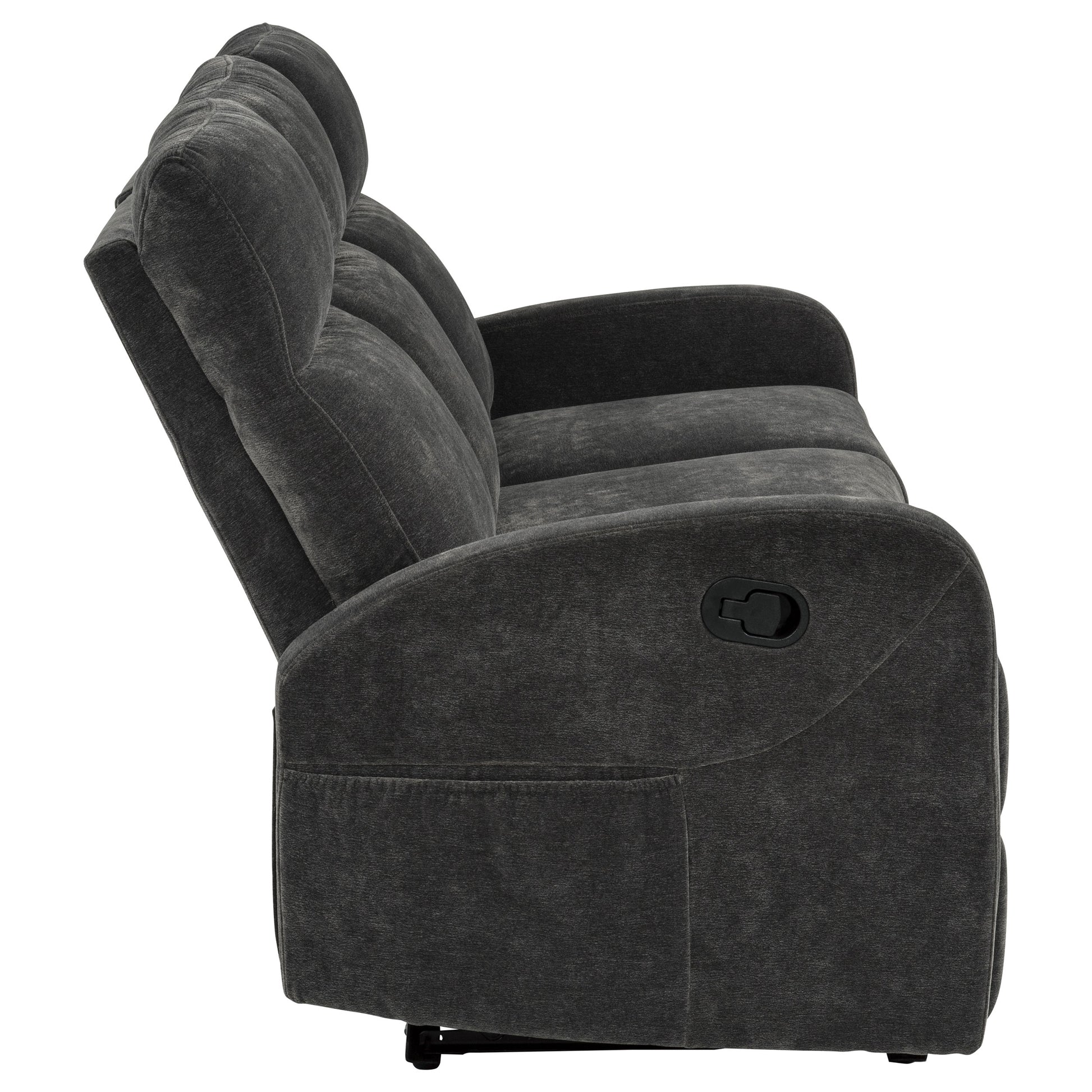 Hamilton Chenille Manual Reclining Sofa Charcoal Grey