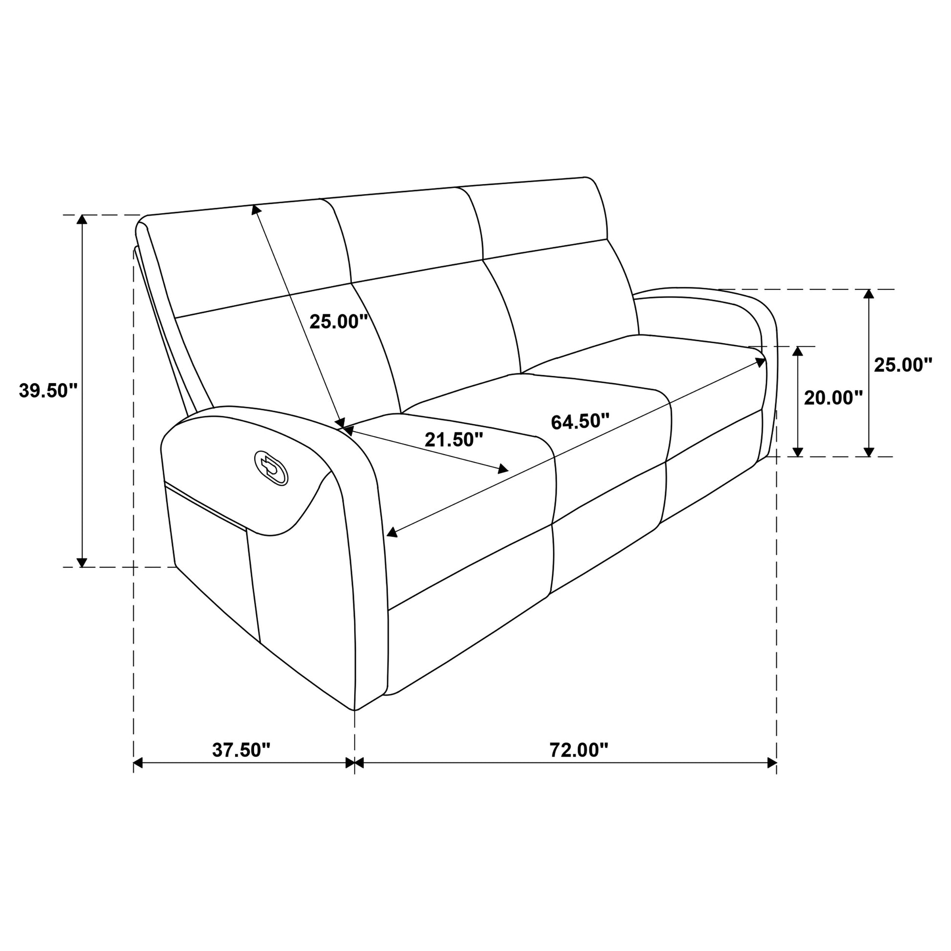 Hamilton Chenille Manual Reclining Sofa Charcoal Grey