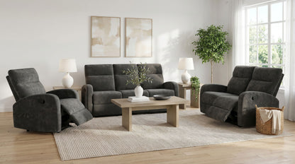 Hamilton Chenille Manual Reclining Sofa Charcoal Grey