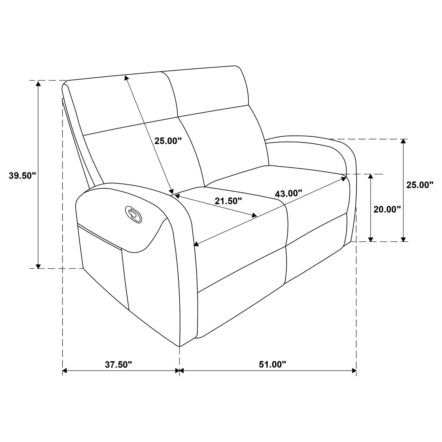 Hamilton Chenille Manual Reclining Loveseat Charcoal Grey
