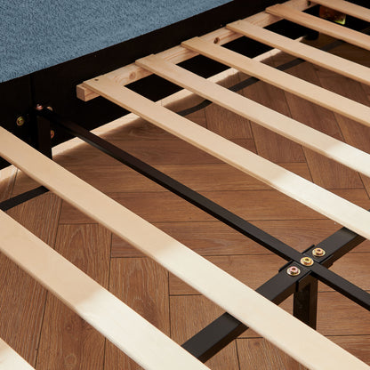 Cute Rabbit Ear Upholstered Platform Bed Frame With Safety Rail - The Sleep Loft - Online Mattress Showroom NYC